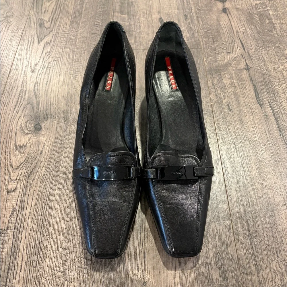 PRADA Sport Vintage Heels Buckle Linea Rossa Rubber Sole Women’s 38 1/2 (8US) - Picture 2 of 5